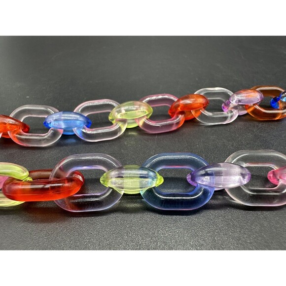 Acrylic Cable Link Necklace Rainbow Clear 18” - Picture 5 of 7